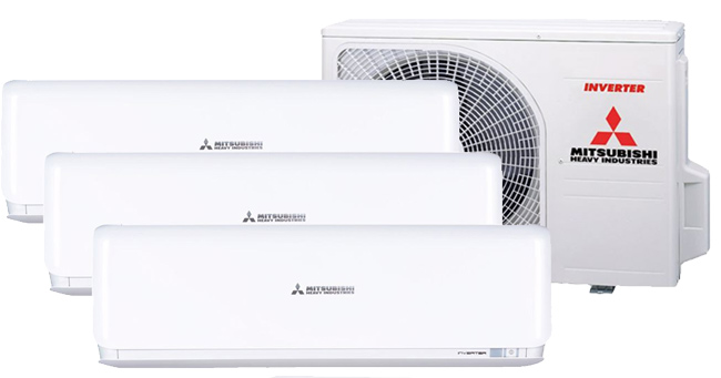 Mitsubishi binnenunits en buitenunits van een split-airco