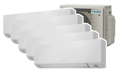 Multi-split aircosysteem met 5 binnenunits